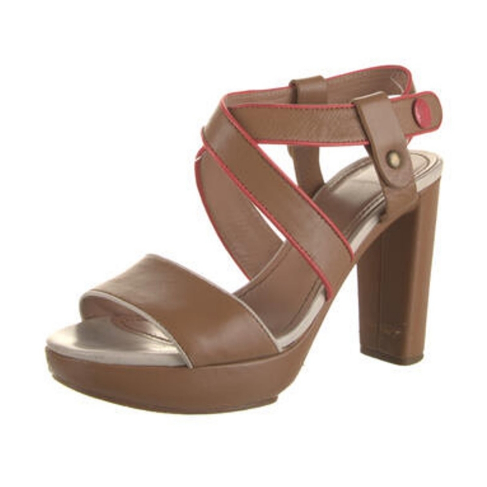 See by Chloe tan leather block heeled sandal pumps 9 $425